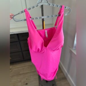 Swim By Cacique- Pink  V-Neck Cinched Front Tankini Adjustable Sides Straps 42DD